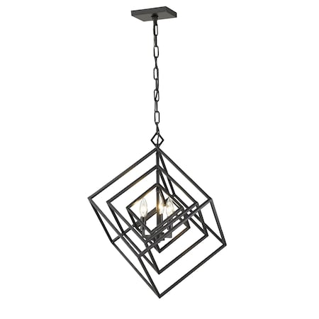 Z-Lite Euclid 3 Light Chandelier, Matte Black 457-3MB